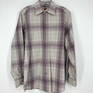 Tommy Bahama Dress Shirt Button Down Purple Plaid